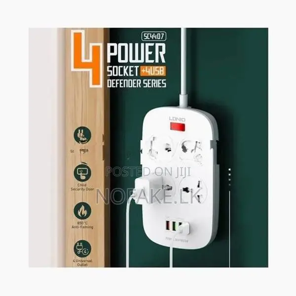 LDNIO 2500W 4 Socket + USB Power With Surge Protection
