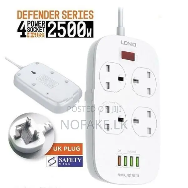 LDNIO 2500W 4 Socket + USB Power With Surge Protection