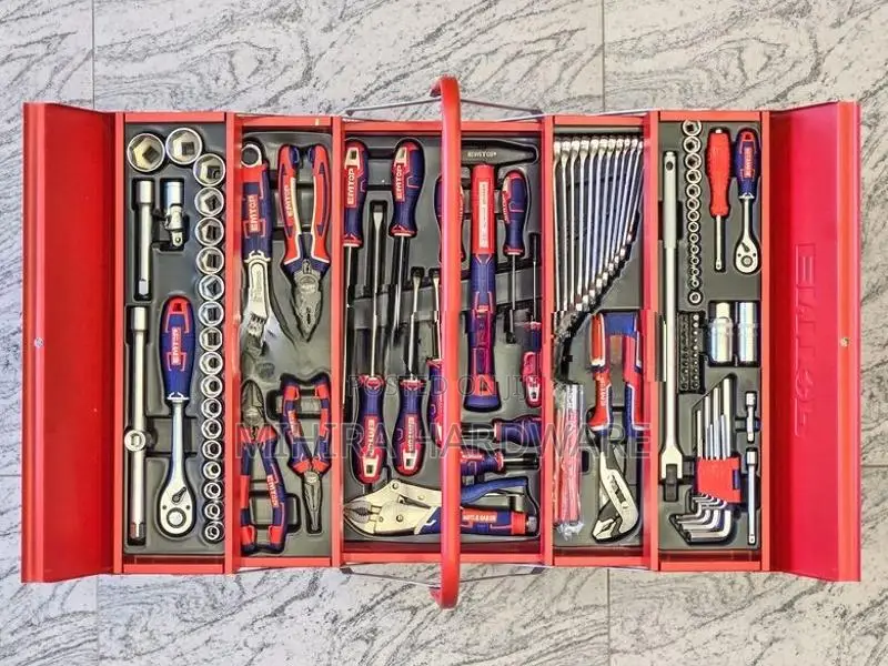 EMTOP 108 Tool box kit socket combination wrench pliers screwdriver ke