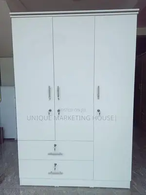 Modern Melamine White 3D L/2 Drawer Wardrobe