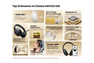 Haylou S30 Pro Version Wireless Headphones HiFi Sound 80H Playtime & A