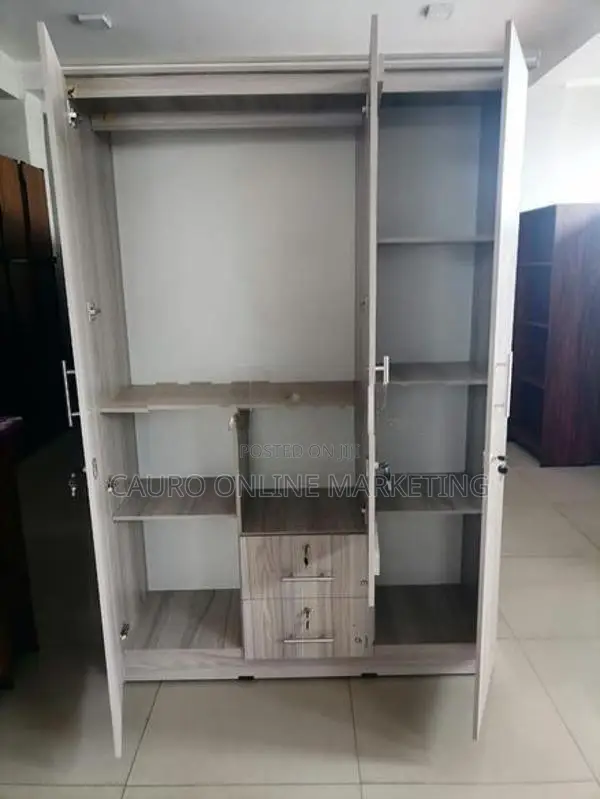 New Melamine 3 Door Ash Colour Cupboard 6*4 Wardrobe