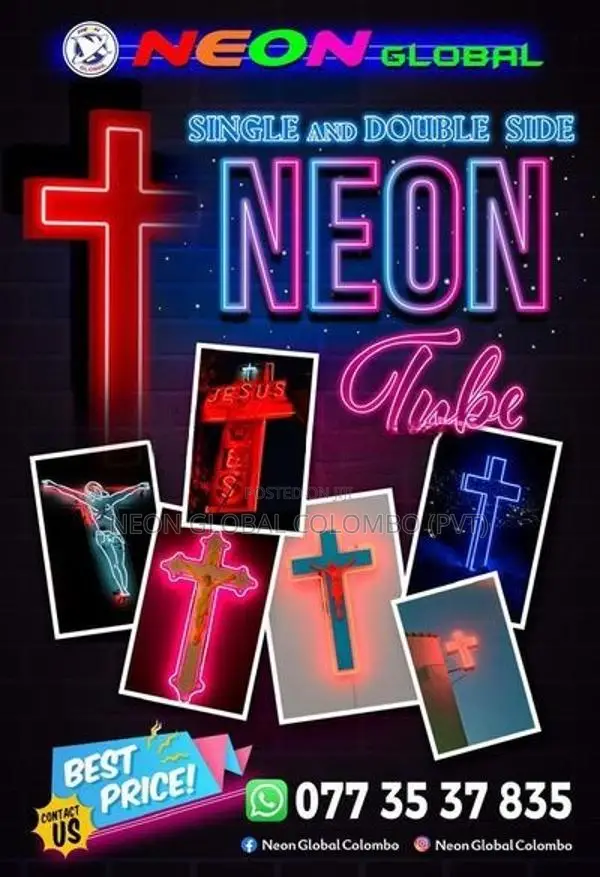 Neon Cross for Church & Home