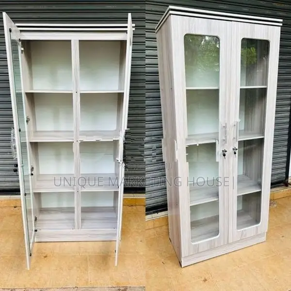 Modern American White 6 Ft Glass Cupboards