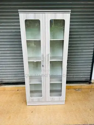 Modern American White 6 Ft Glass Cupboards