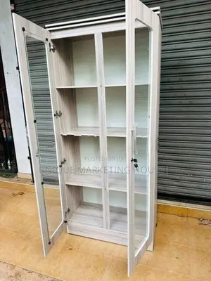Modern American White 6 Ft Glass Cupboards