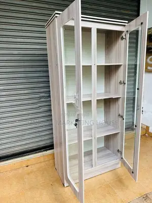 Modern American White 6 Ft Glass Cupboards