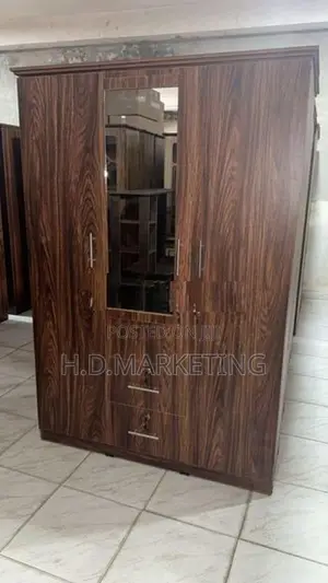 3 Door Melamine Glass Wardrobe with Locker