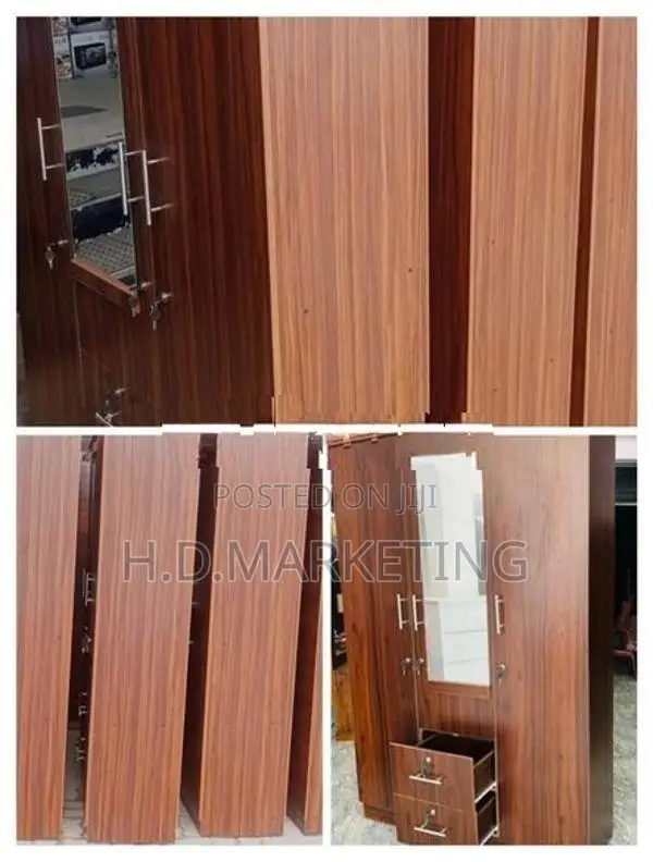 3 Door Melamine Wardrobe with Glass and Drawers