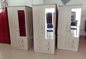 Modern American White 2 D Wardrobe with Mirror