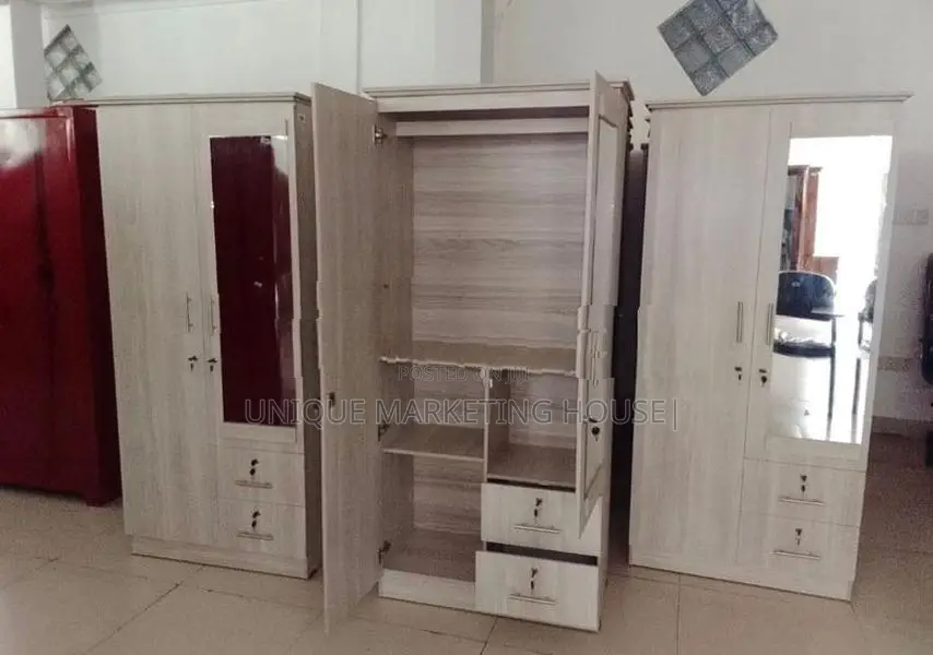 Modern American White 2 D Wardrobe with Mirror