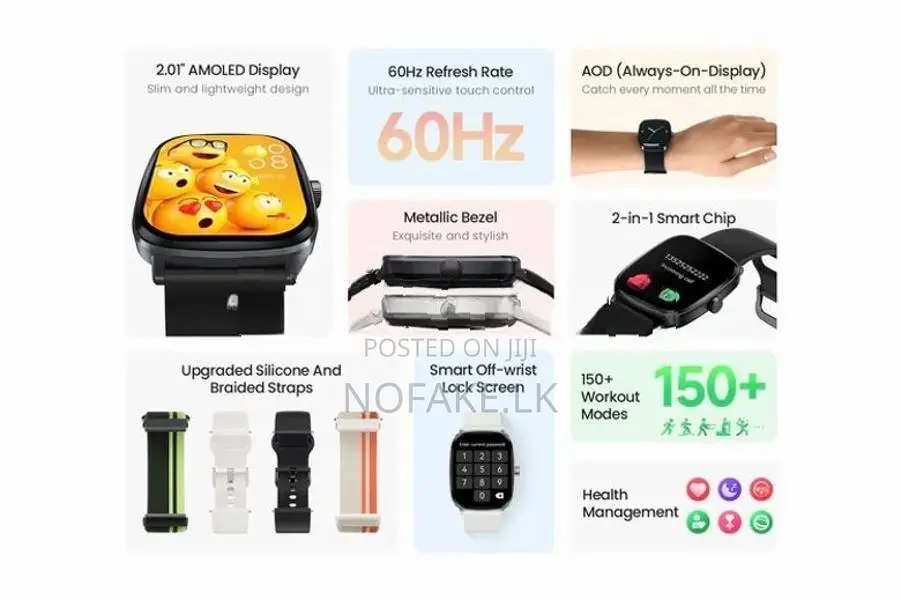 Haylou RS5 Amoled Display Bluetooth Calling Smart Watch 2 Straps