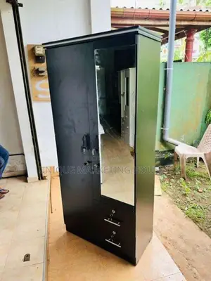 Modern Melamine 2 D Blk Wardrobe with Mirror
