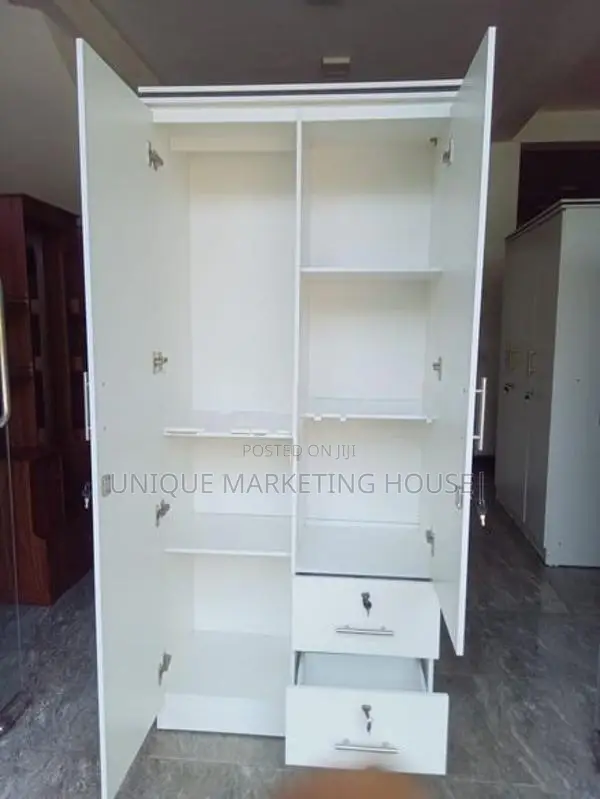 Modern White Side 2 Drawer D Wardrobe