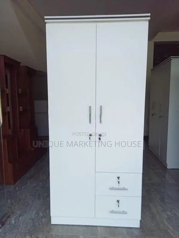 Modern White Side 2 Drawer D Wardrobe