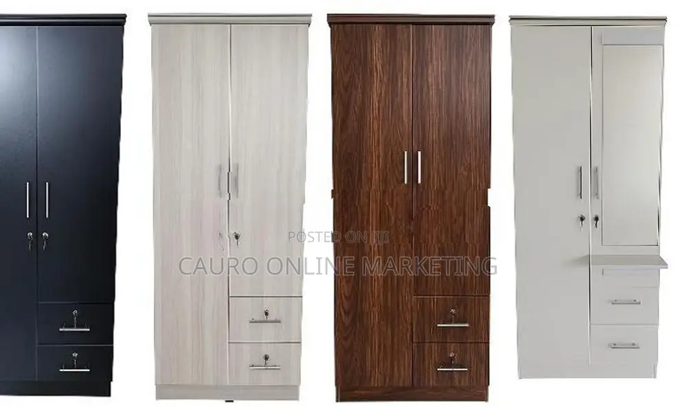 New Ash / Black Brown White Colour 2 Door Locker Cupboard Wardrobe