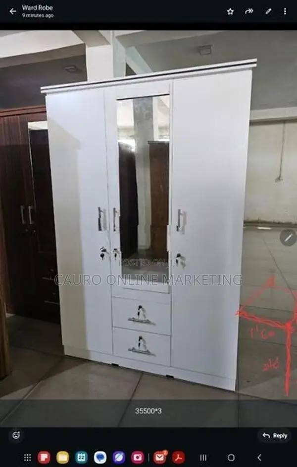 New Melamine Black / White Colour 3 Door Cupboard Large Wardrobe