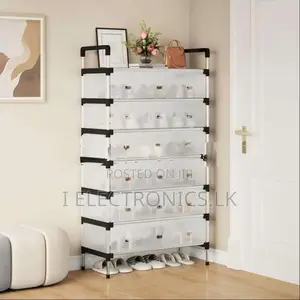 7 Layer Stainless Steel Shoe Rack With Cover