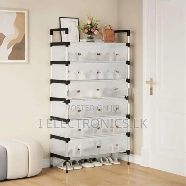 7 Layer Stainless Steel Shoe Rack With Cover