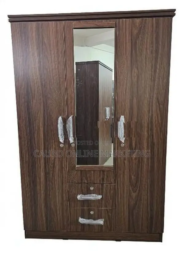 New Melamine 3 Door Cupboard 6*4 Ft Wardrobe Mirror