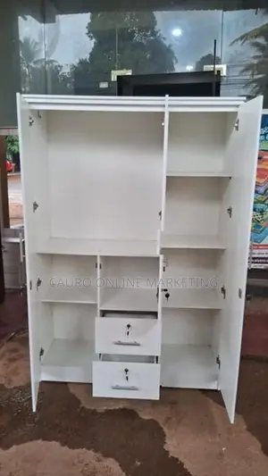 New Melamine White / Black Ash Colour 3 Door Cupboard Wardrobe