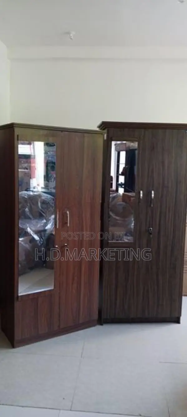 2 Door Melamine Glass Wardrobe with Locker