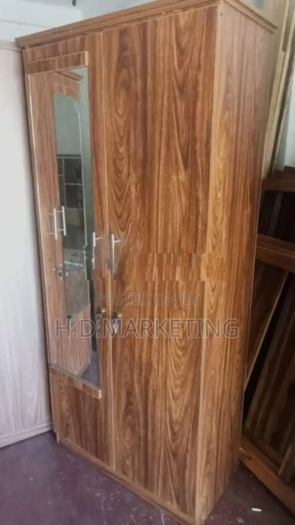 New Modern 2 Door Melamine Glass Wardrobe