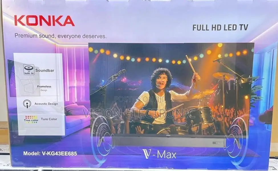 43 Inch Konka V-Max Soundbar TV - FHD LED