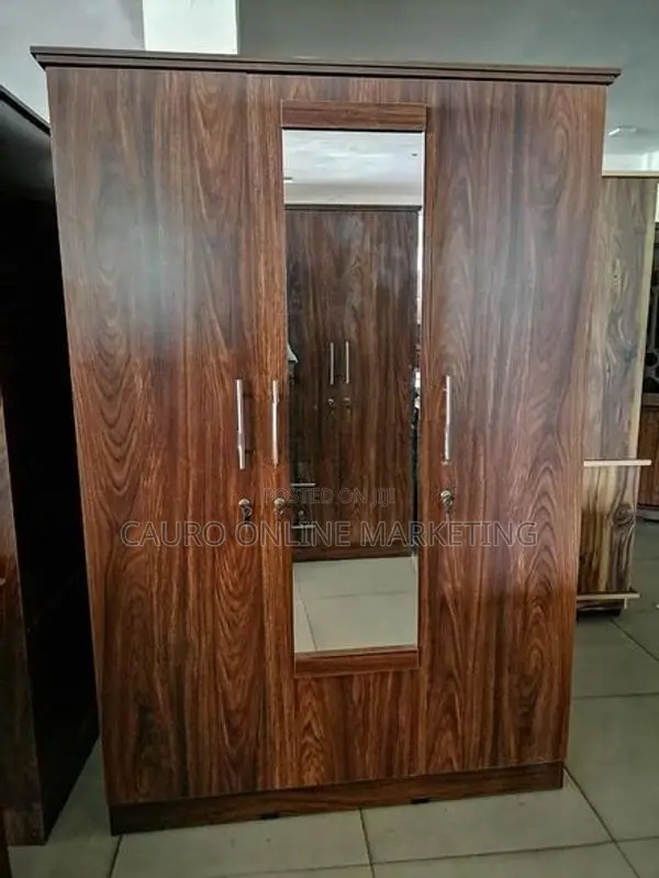 New Melamine 3 Door Cupboard Large Wardrobe 6*4 Mirror