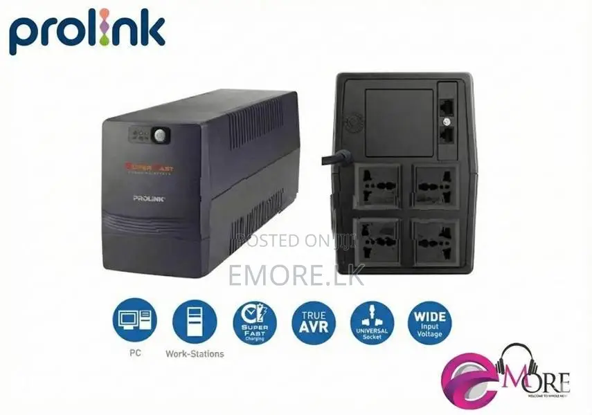 Prolink 1.2KVA UPS Fast Charging Line Interactive System cctv, pcs