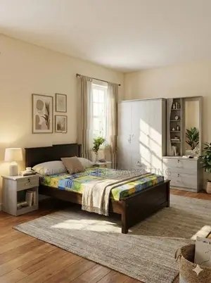 New 6 Item Bedroom Furniture Set 3 Door Cupboard Bed