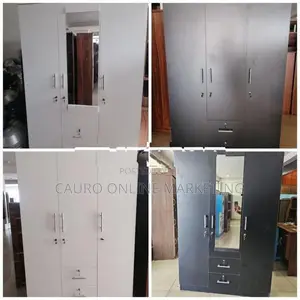 New Melamine Ash / White Black Colour 3 Door Cupboard