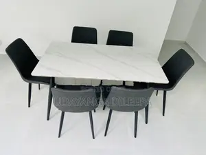 Granite Dining Table with Cushion Chairs