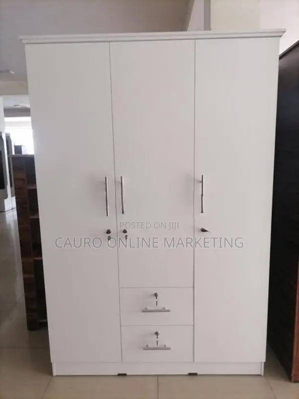 New Melamine 3 Door White Colour Cupboard Large Wardrobe