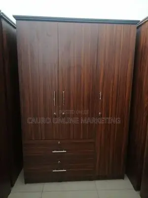 New Melamine 3 Door Long Locker Ash / Black Colour Cupboard Wardrobe