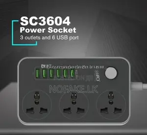 LDNIO 2500W 3 Ways Power Socket and 6 USB Ports UK Pin