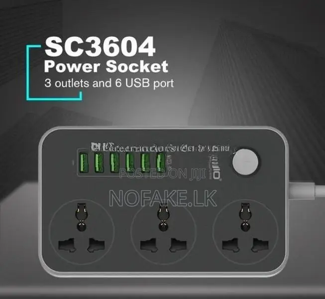 LDNIO 2500W 3 Ways Power Socket and 6 USB Ports UK Pin