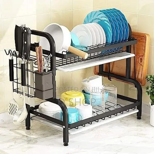 2 Tier Plate Rack Dish Drainer Holder