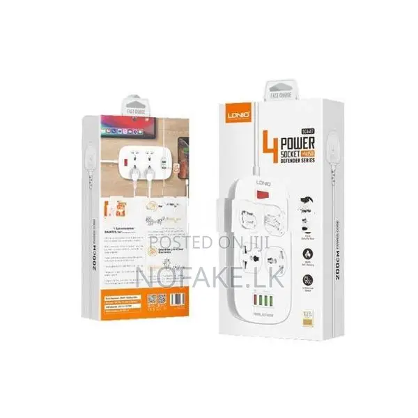 LDNIO 2500W 4 Socket With USB Power Surge Protection