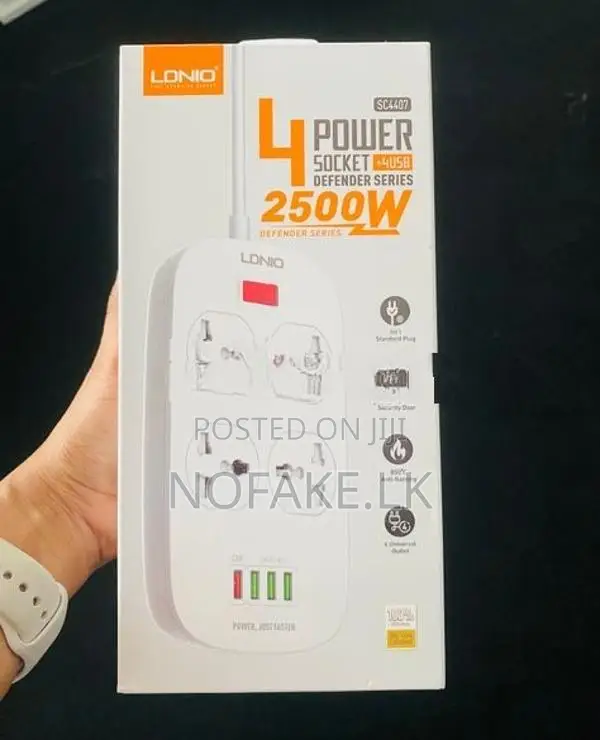 LDNIO 2500W 4 Socket With USB Power Surge Protection