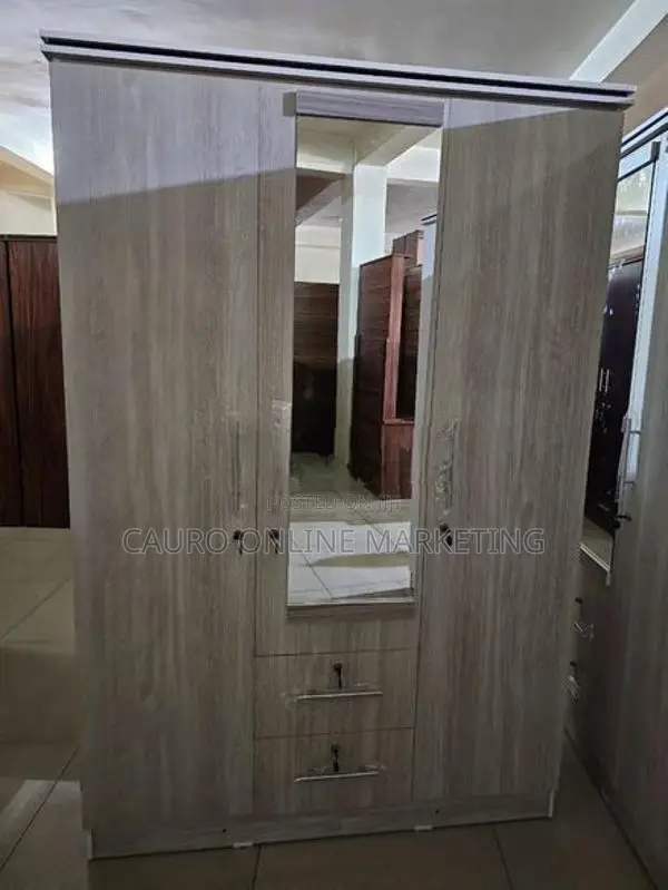 New Melamine 3 Door Ash Colour Cupboard 6*4 Wardrobe