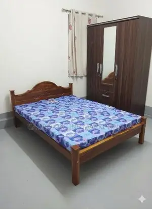 New Teak Arch Bed with Double Layer Mattress 72" * 60" Queen