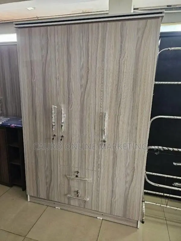 New Melamine 3 Door Ash Colour Cupboard 6*4 Wardrobe