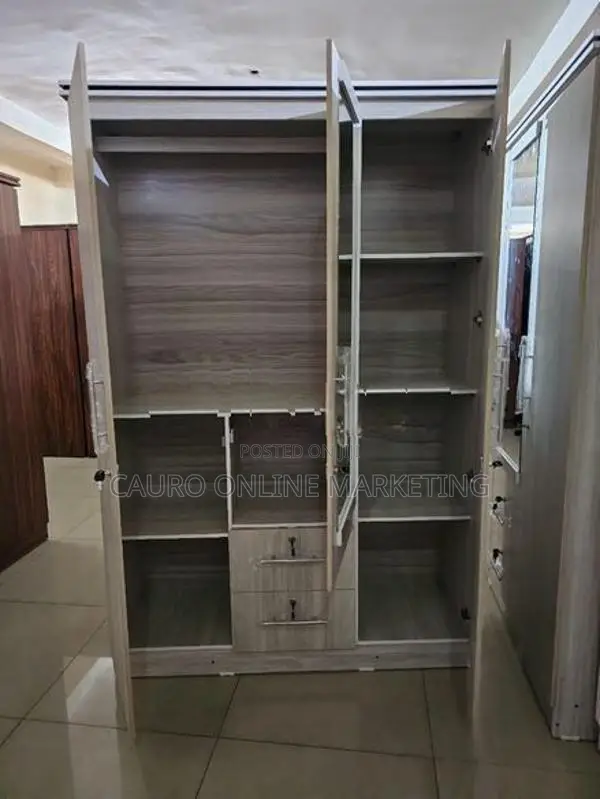 New Melamine 3 Door Ash Colour Cupboard 6*4 Wardrobe