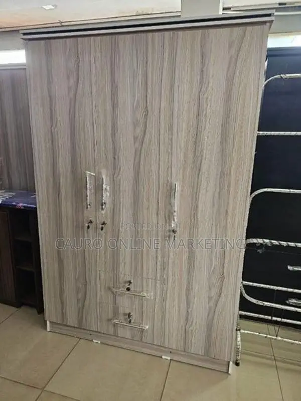 New Melamine Ash Colour 3 Door Cupboard 6*4 Ft Wardrobe