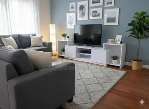 New Melamine White / Ash Brown Tv Stand Cupboard