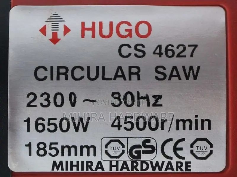 1650 Watts Circular Power Saw 7" HUGO CS-4627 7-1/4" 185mm