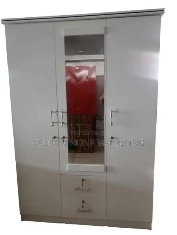 New Melamine White / Ash Colour 3 Door Cupboard Wardrobe