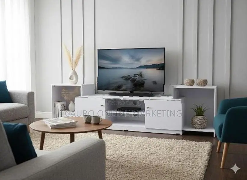 New Melamine White / Ash Colour TV Stand Cupboard