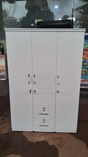 New Melamine 3 Door White Colour Cupboard 6*4 Wardrobe